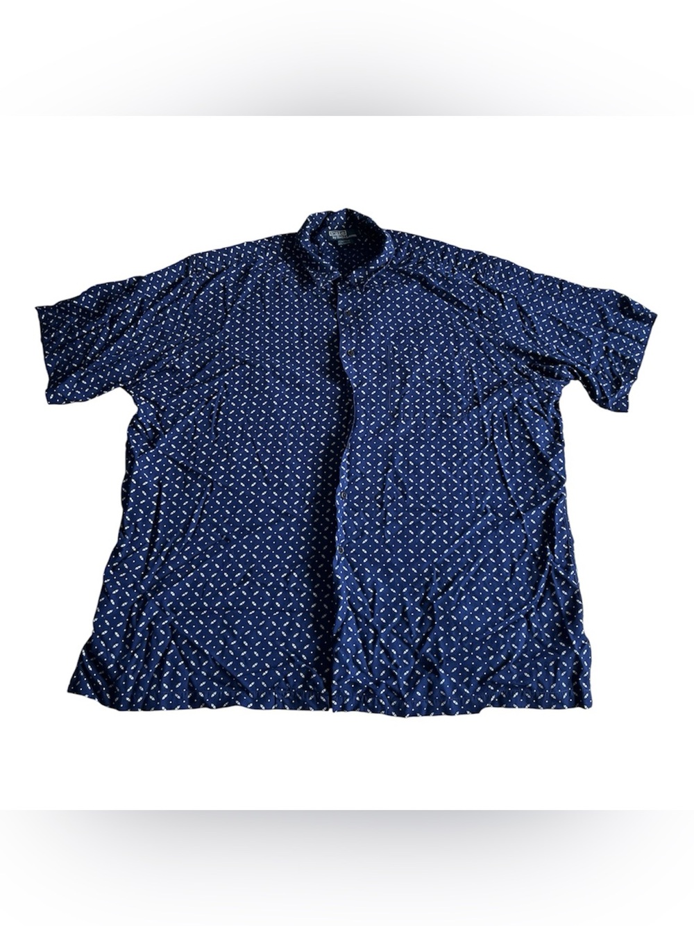 Polo By Ralph Lauren Shirt Men XXL Blue Clayton Rayon Loop Collar Button Up Camp